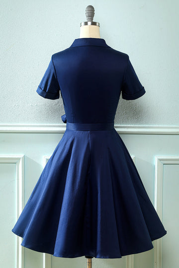 Marinho 1950s Vestido Vintage